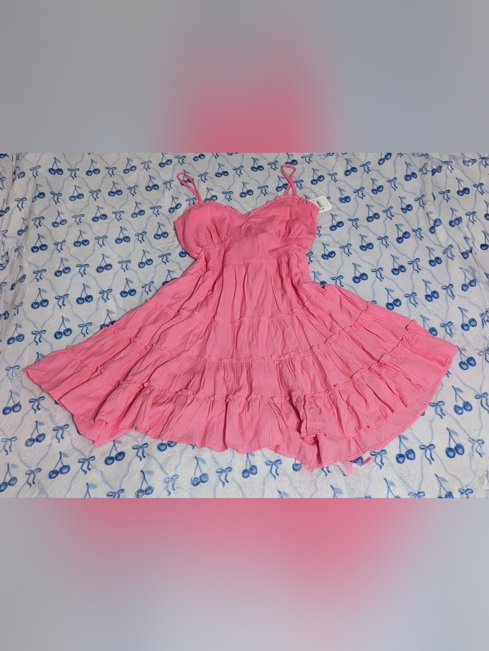 Altar'd State Pink Tiered Spaghetti-Strap Sundress